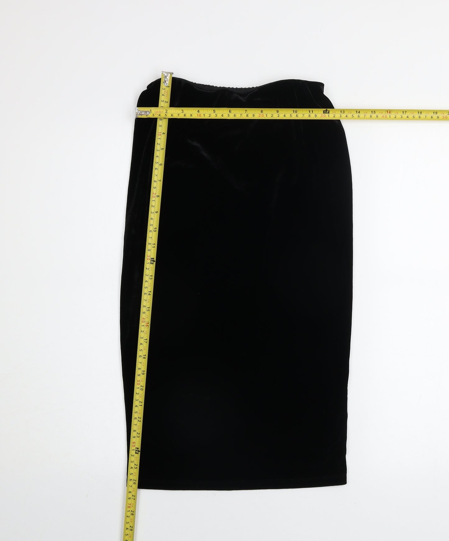 River Island Women's Black Velvet Pencil Skirt Size 10