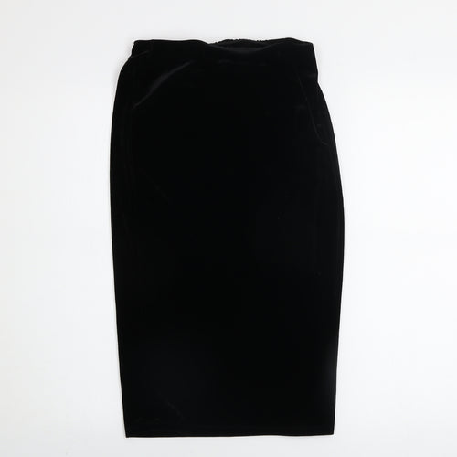 River Island Women's Black Velvet Pencil Skirt Size 10