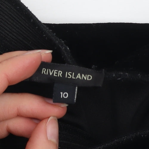 River Island Women's Black Velvet Pencil Skirt Size 10