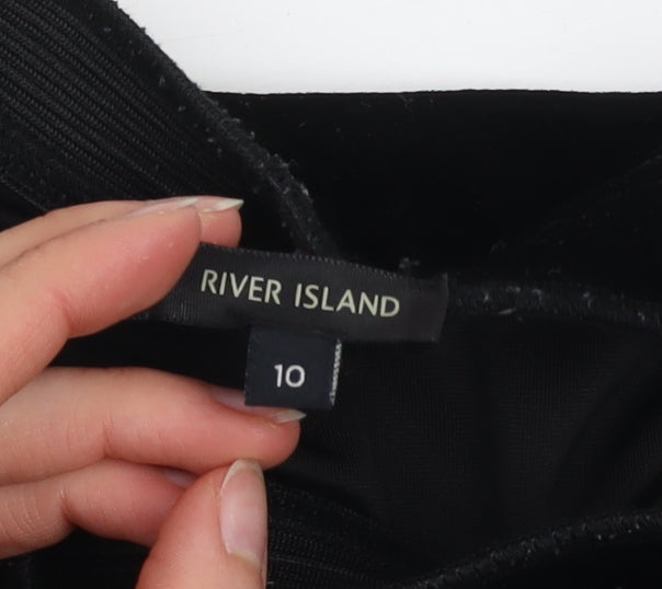 River Island Women's Black Velvet Pencil Skirt Size 10