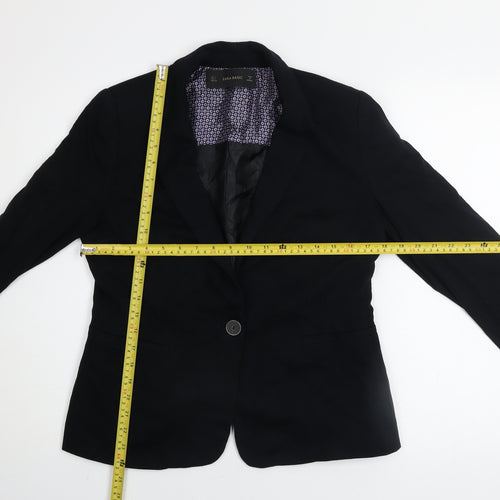 Zara Basic Mens Black L Regular Fit Cotton Blazer Jacket