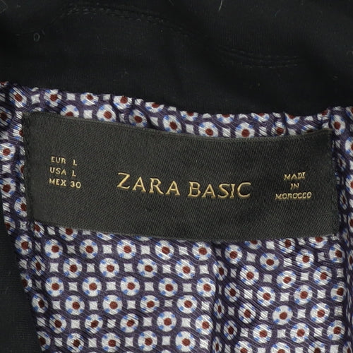 Zara Basic Mens Black L Regular Fit Cotton Blazer Jacket