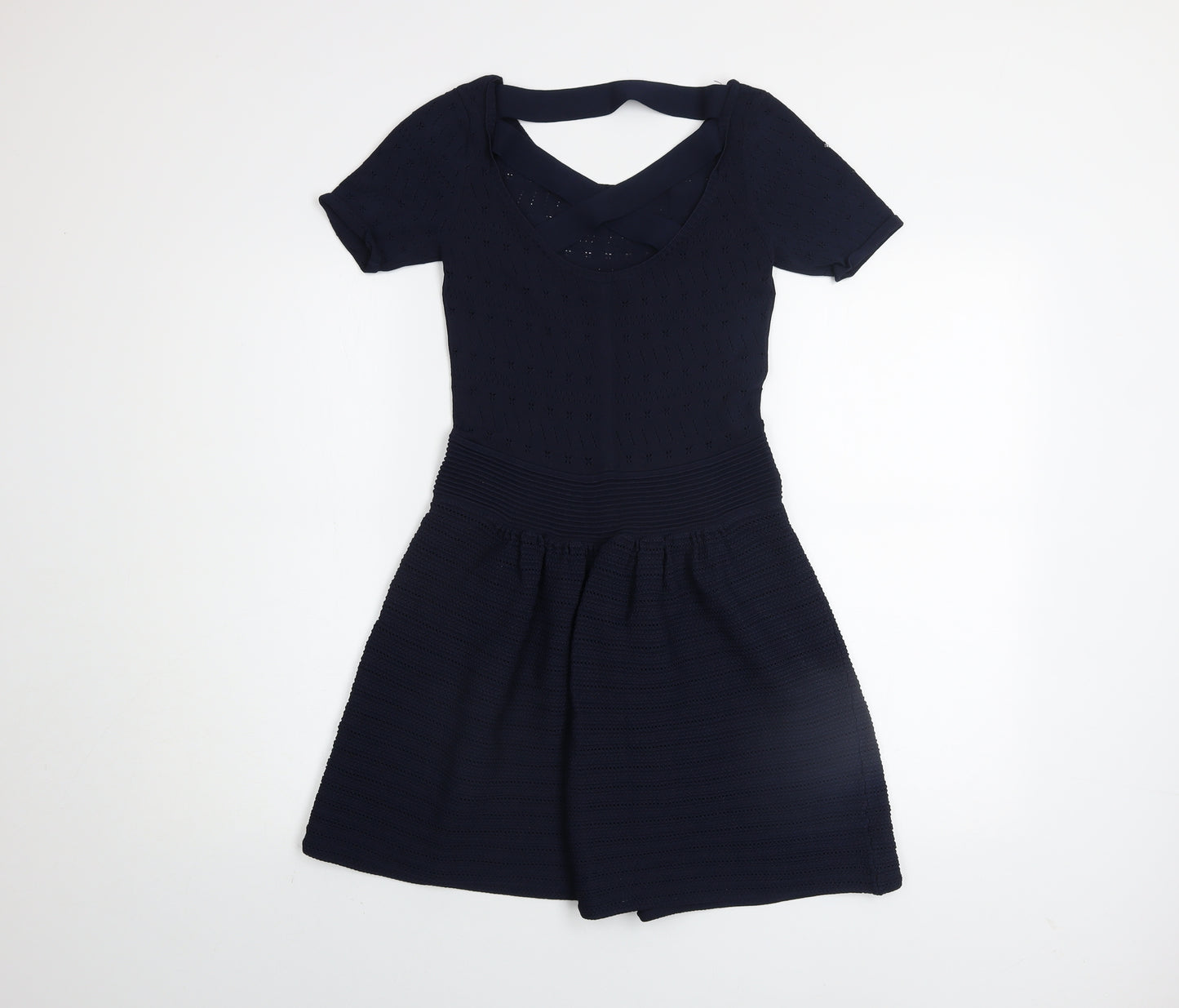 French Connection Women Blue Size 10 Fit & Flare Knit Dress