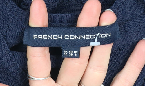 French Connection Women Blue Size 10 Fit & Flare Knit Dress