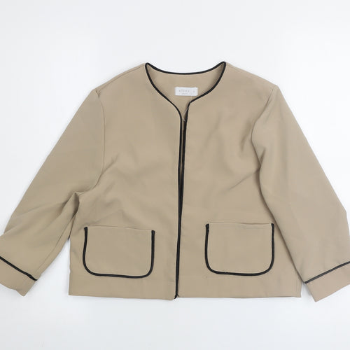 Alter Petite Beige Collarless Women's Jacket Size 6 Stretch Pockets