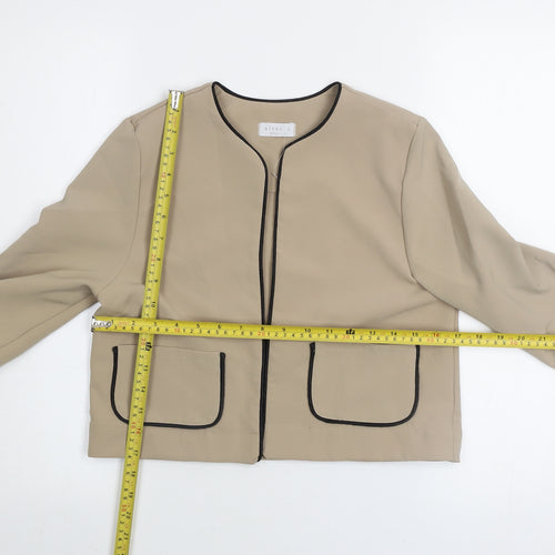 Alter Petite Beige Collarless Women's Jacket Size 6 Stretch Pockets