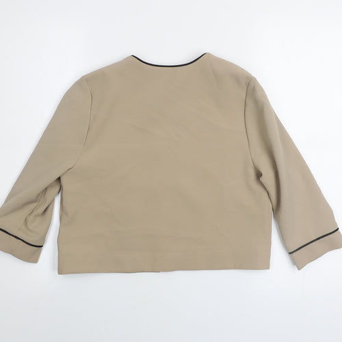 Alter Petite Beige Collarless Women's Jacket Size 6 Stretch Pockets