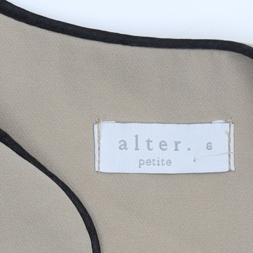 Alter Petite Beige Collarless Women's Jacket Size 6 Stretch Pockets