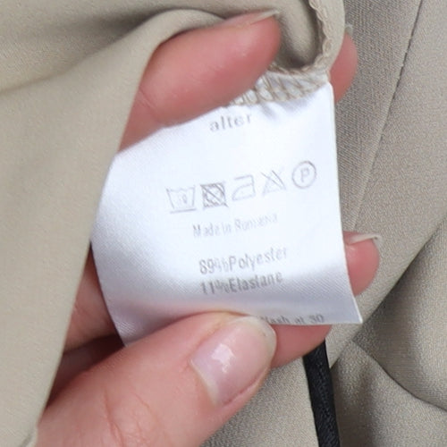 Alter Petite Beige Collarless Women's Jacket Size 6 Stretch Pockets
