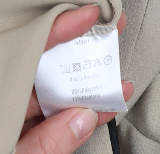 Alter Petite Beige Collarless Women's Jacket Size 6 Stretch Pockets