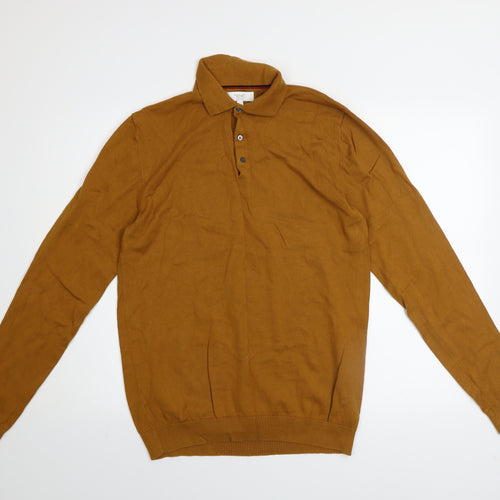 Next Men's Brown Collared Henley Jumper Size M Cotton Knit