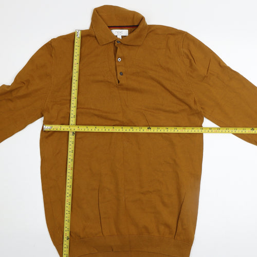 Next Men's Brown Collared Henley Jumper Size M Cotton Knit