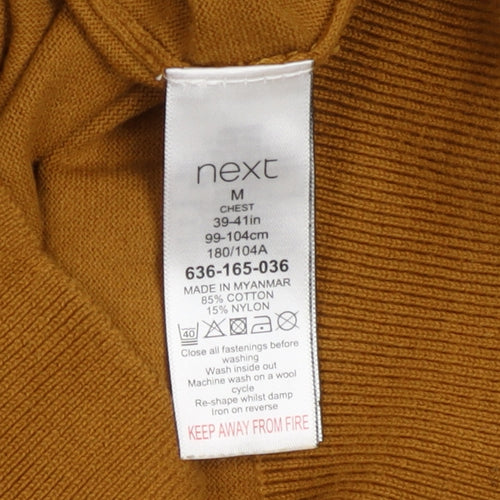 Next Men's Brown Collared Henley Jumper Size M Cotton Knit