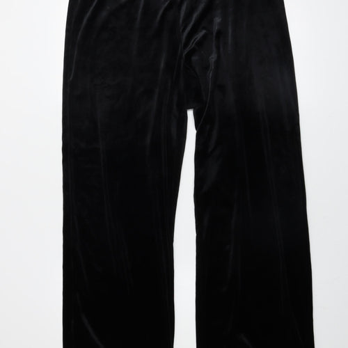 Marks and Spencer Women’s Black Velvet Wide-Leg Trousers Size 12