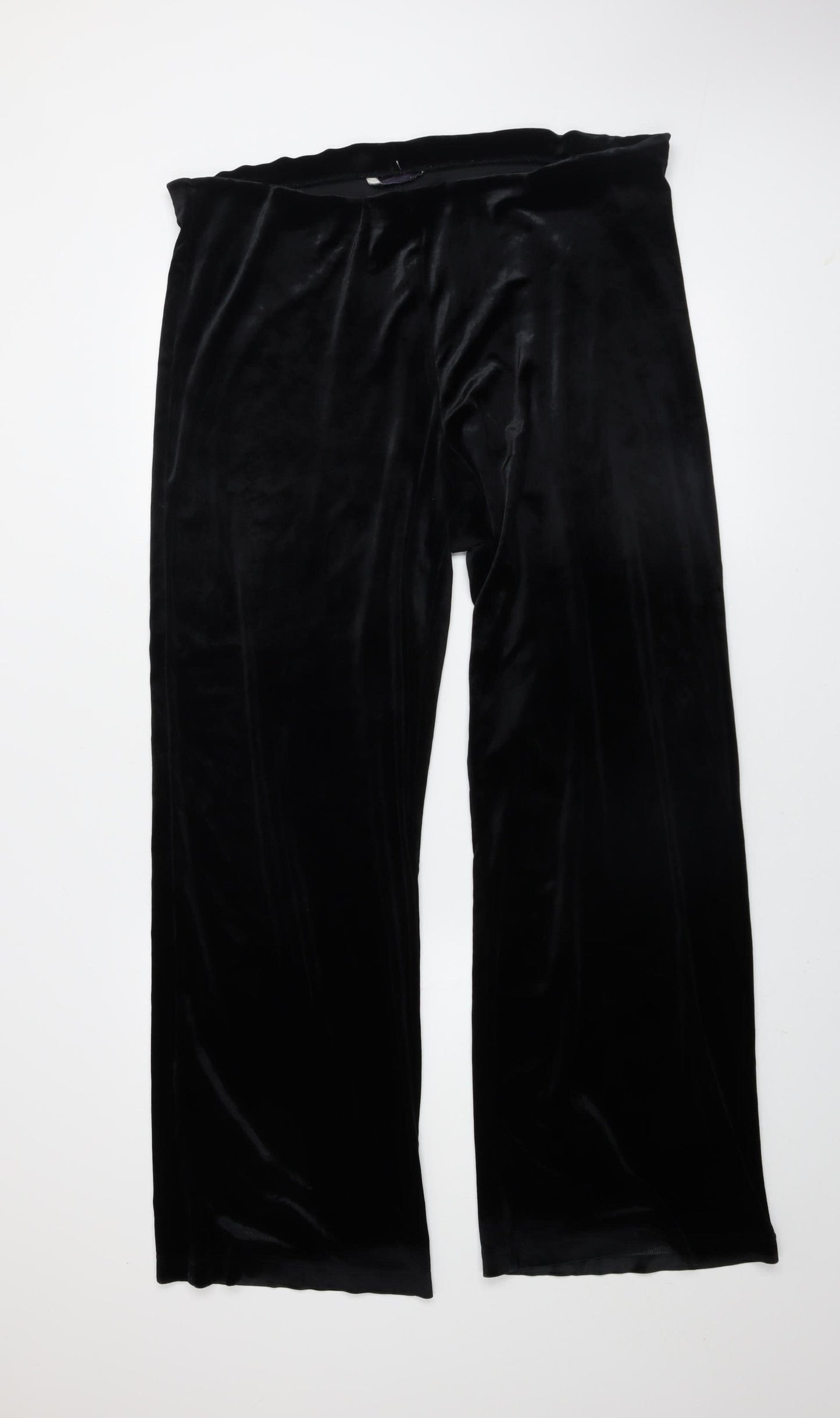 Marks and Spencer Women’s Black Velvet Wide-Leg Trousers Size 12