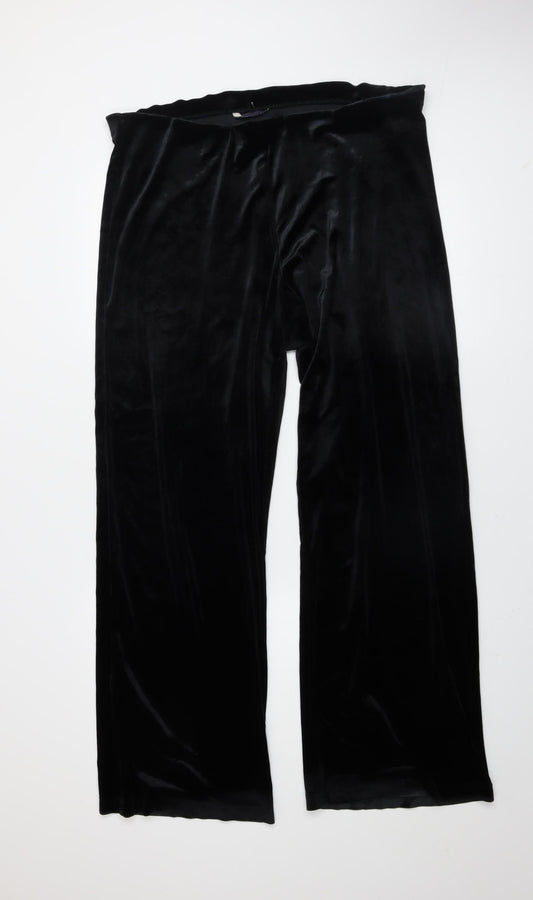 Marks and Spencer Women’s Black Velvet Wide-Leg Trousers Size 12