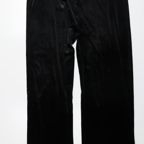 Marks and Spencer Women’s Black Velvet Wide-Leg Trousers Size 12