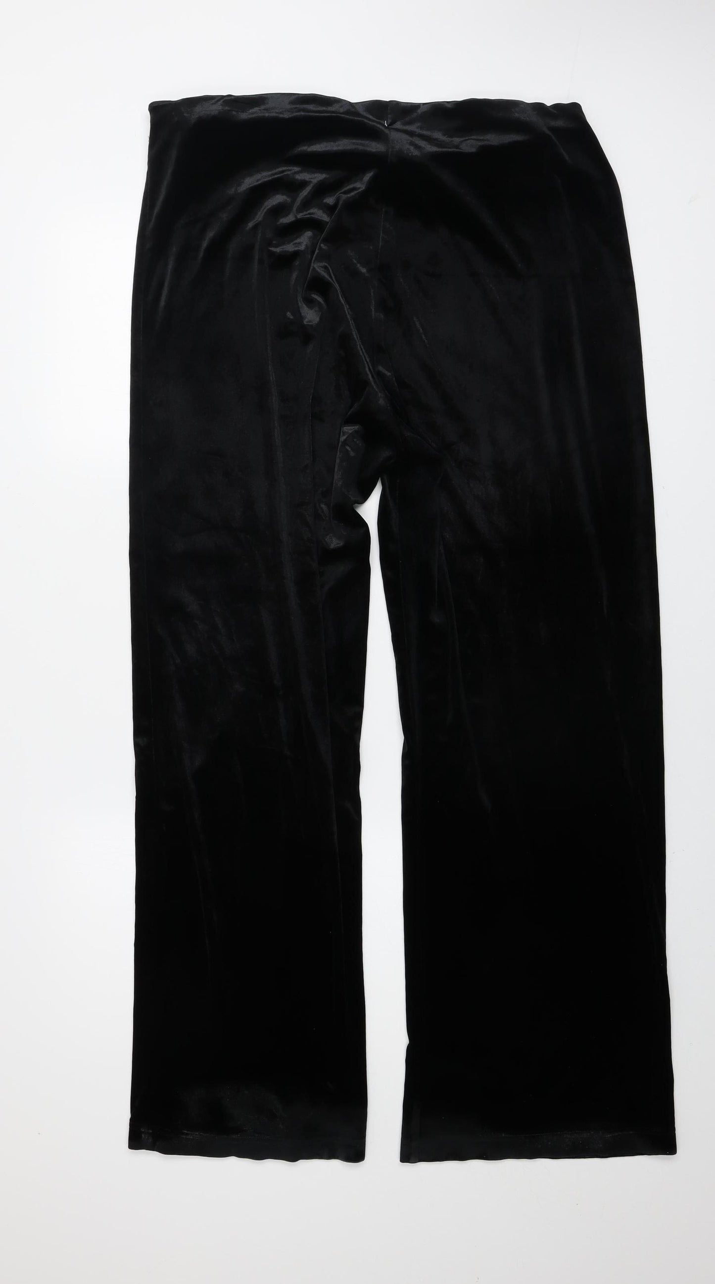 Marks and Spencer Women’s Black Velvet Wide-Leg Trousers Size 12