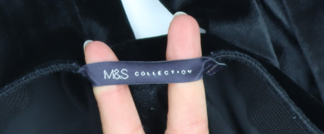Marks and Spencer Women’s Black Velvet Wide-Leg Trousers Size 12