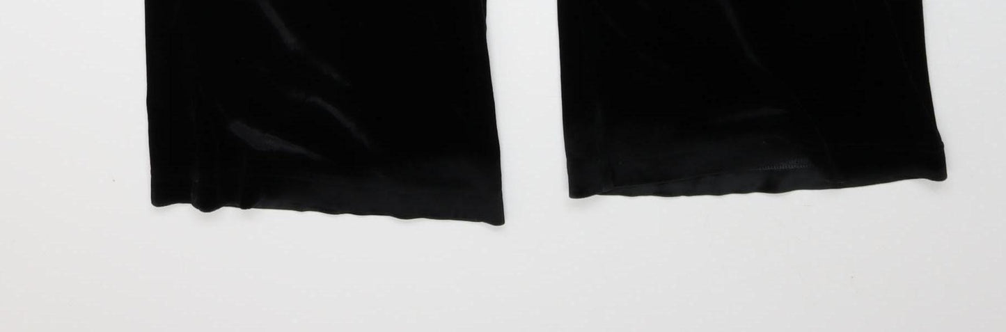 Marks and Spencer Women’s Black Velvet Wide-Leg Trousers Size 12