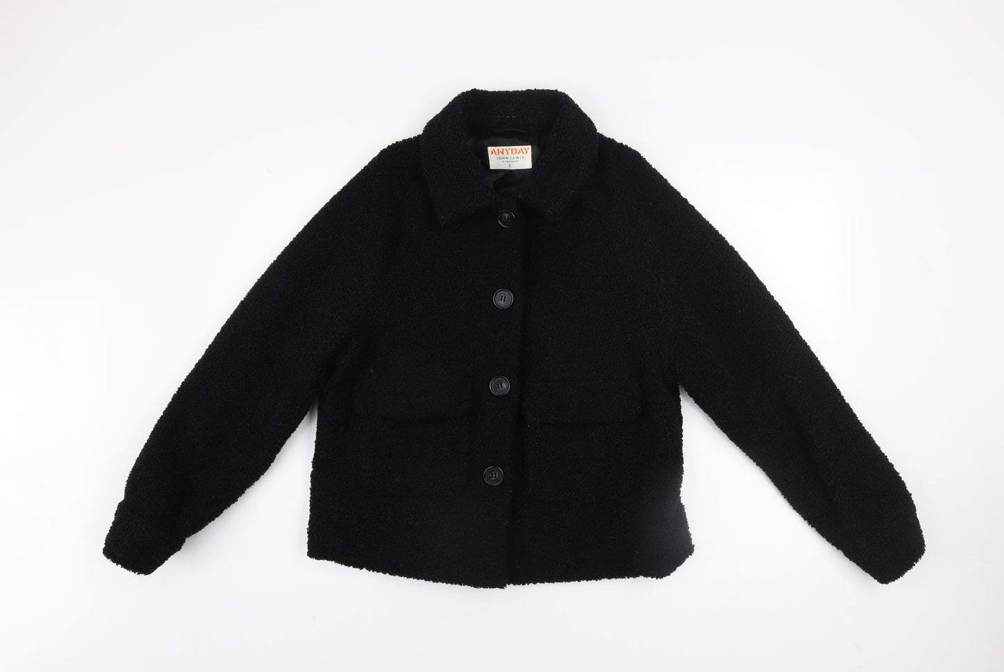 John Lewis Anyday Women's Black Short Buttoned Jacket Size S