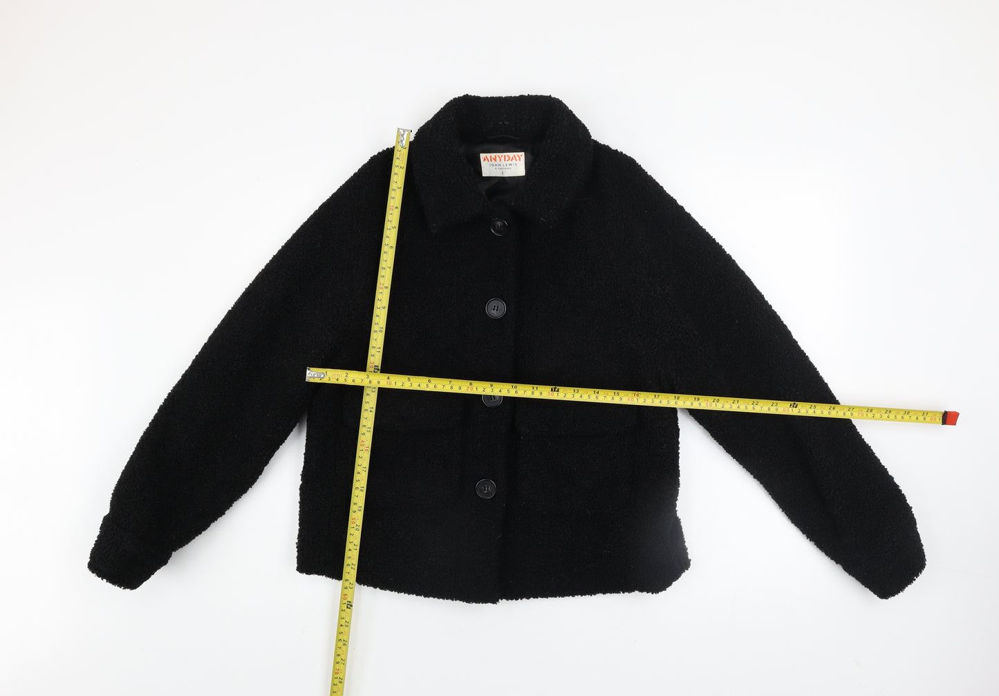 John Lewis Anyday Women's Black Short Buttoned Jacket Size S