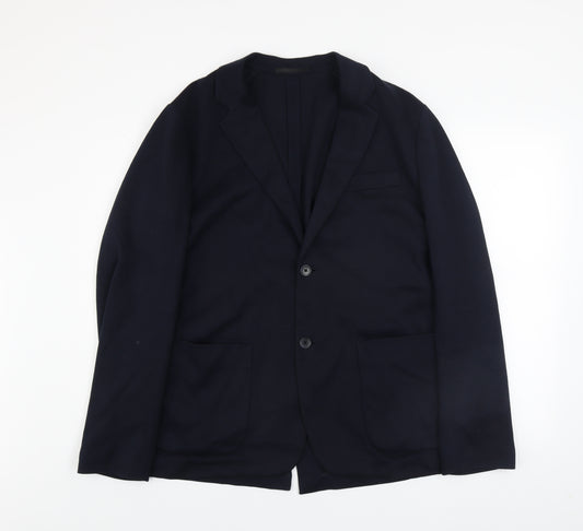 Uniqlo Men’s Blue L Blazer Cotton Blend Two Button Smart Jacket