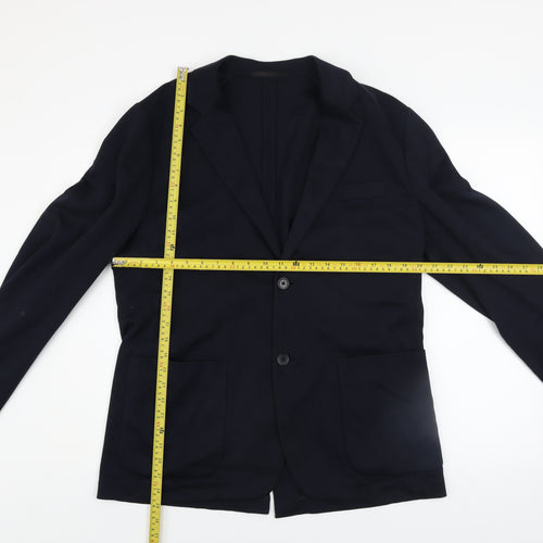 Uniqlo Men’s Blue L Blazer Cotton Blend Two Button Smart Jacket