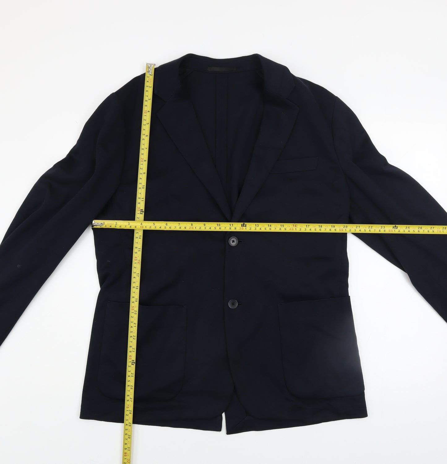 Uniqlo Men’s Blue L Blazer Cotton Blend Two Button Smart Jacket