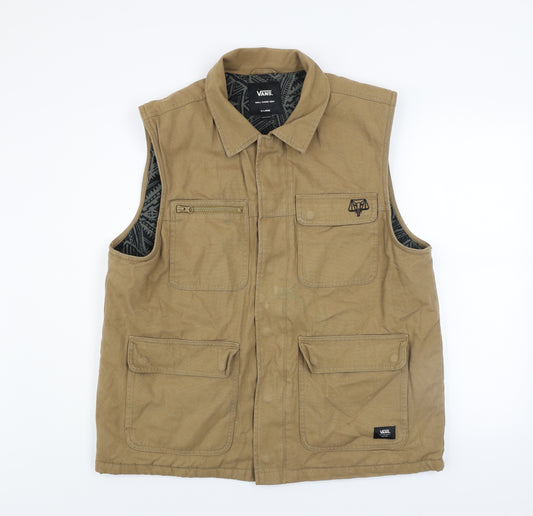 Vans Men's Brown XL Drill Chore Vest Cotton Workwear Waistcoat