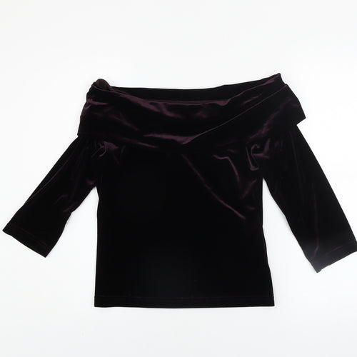 My Michelle Women’s Purple Velvet Off Shoulder Blouse L
