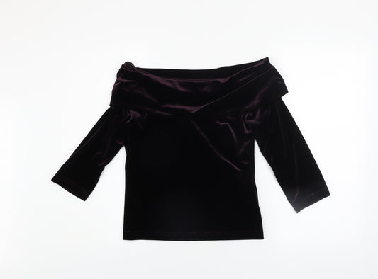 My Michelle Women’s Purple Velvet Off Shoulder Blouse L