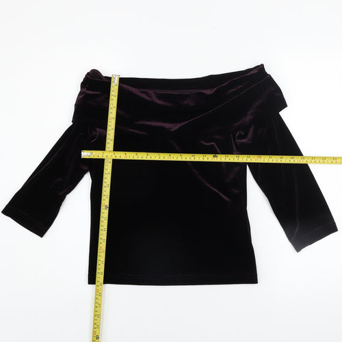 My Michelle Women’s Purple Velvet Off Shoulder Blouse L