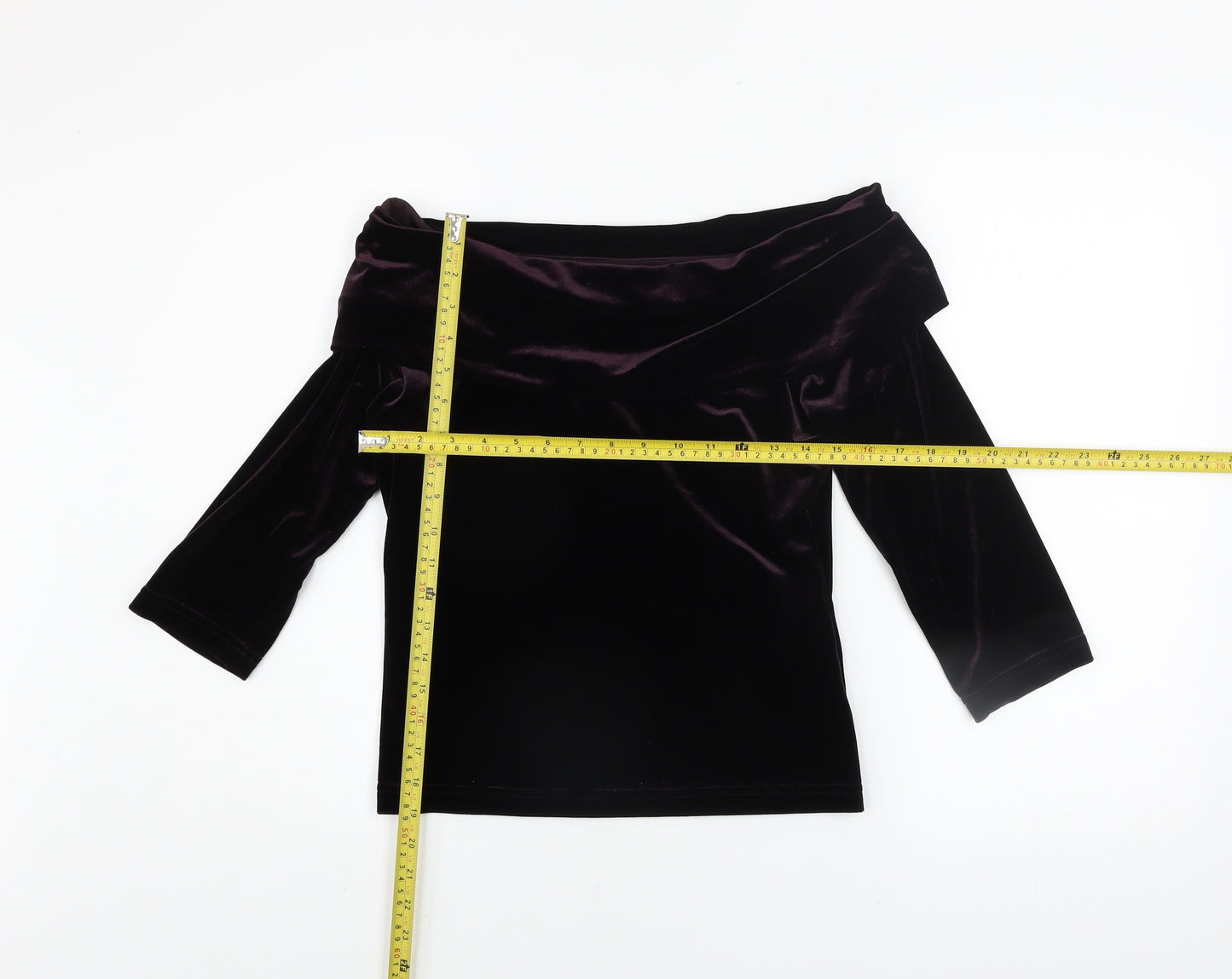 My Michelle Women’s Purple Velvet Off Shoulder Blouse L