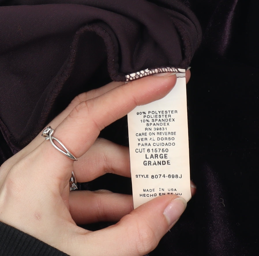 My Michelle Women’s Purple Velvet Off Shoulder Blouse L