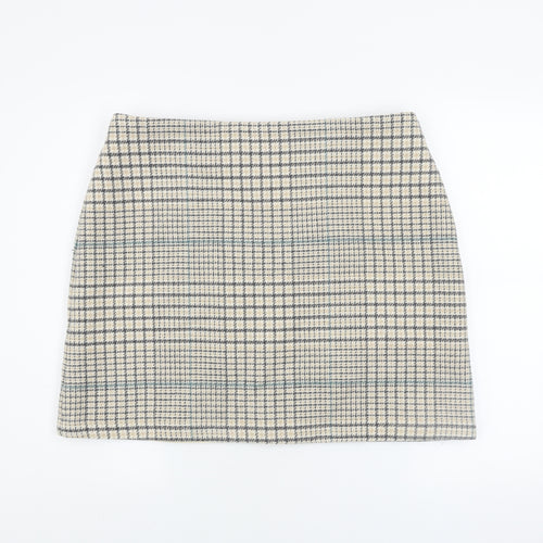 Nutmeg Women Beige Check Tweed Pencil Skirt Size 16