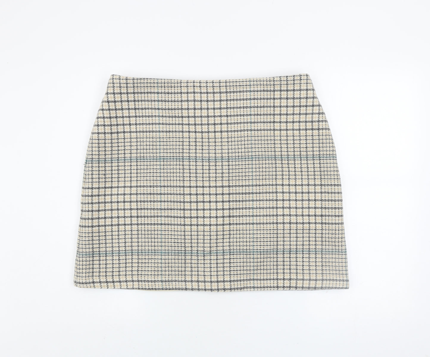 Nutmeg Women Beige Check Tweed Pencil Skirt Size 16