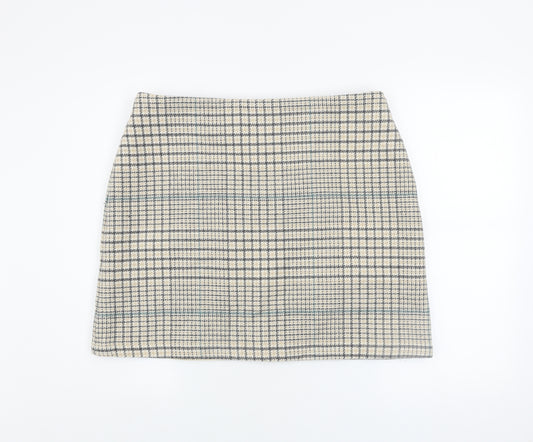 Nutmeg Women Beige Check Tweed Pencil Skirt Size 16