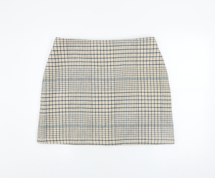 Nutmeg Women Beige Check Tweed Pencil Skirt Size 16
