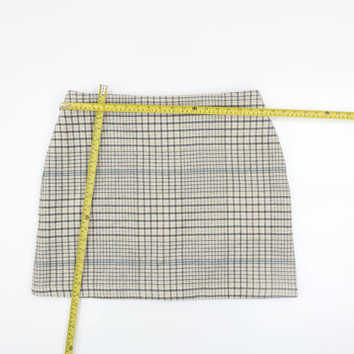 Nutmeg Women Beige Check Tweed Pencil Skirt Size 16