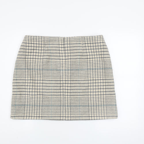 Nutmeg Women Beige Check Tweed Pencil Skirt Size 16