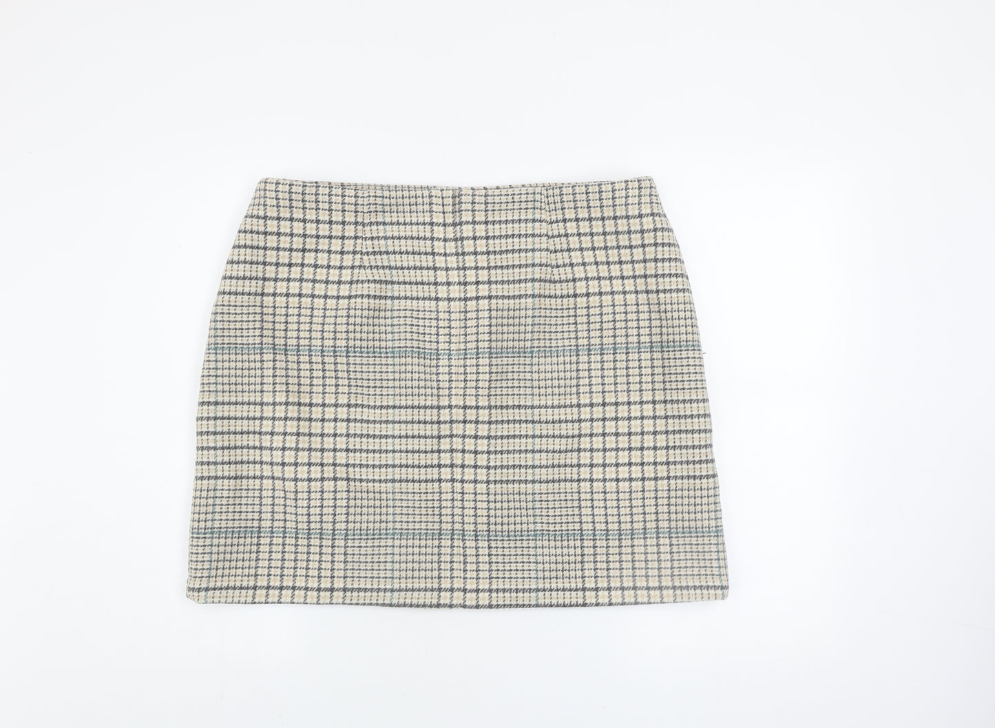 Nutmeg Women Beige Check Tweed Pencil Skirt Size 16