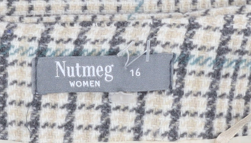 Nutmeg Women Beige Check Tweed Pencil Skirt Size 16