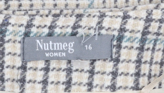 Nutmeg Women Beige Check Tweed Pencil Skirt Size 16