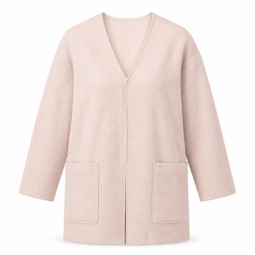 Mango Women Pink Open Front Long Coatigan Size Small Wool Blend