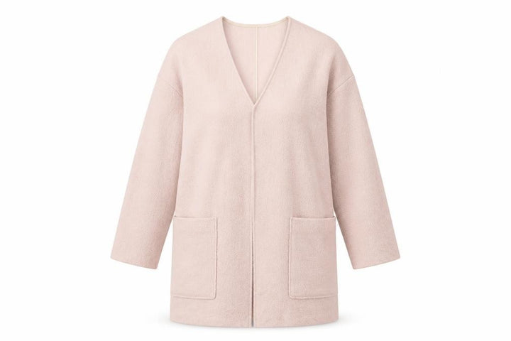 Mango Women Pink Open Front Long Coatigan Size Small Wool Blend