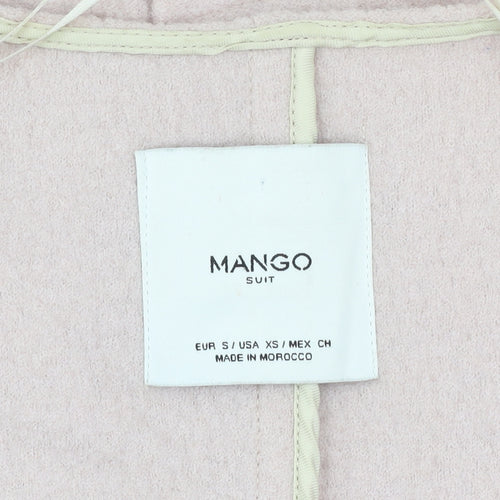 Mango Women Pink Open Front Long Coatigan Size Small Wool Blend