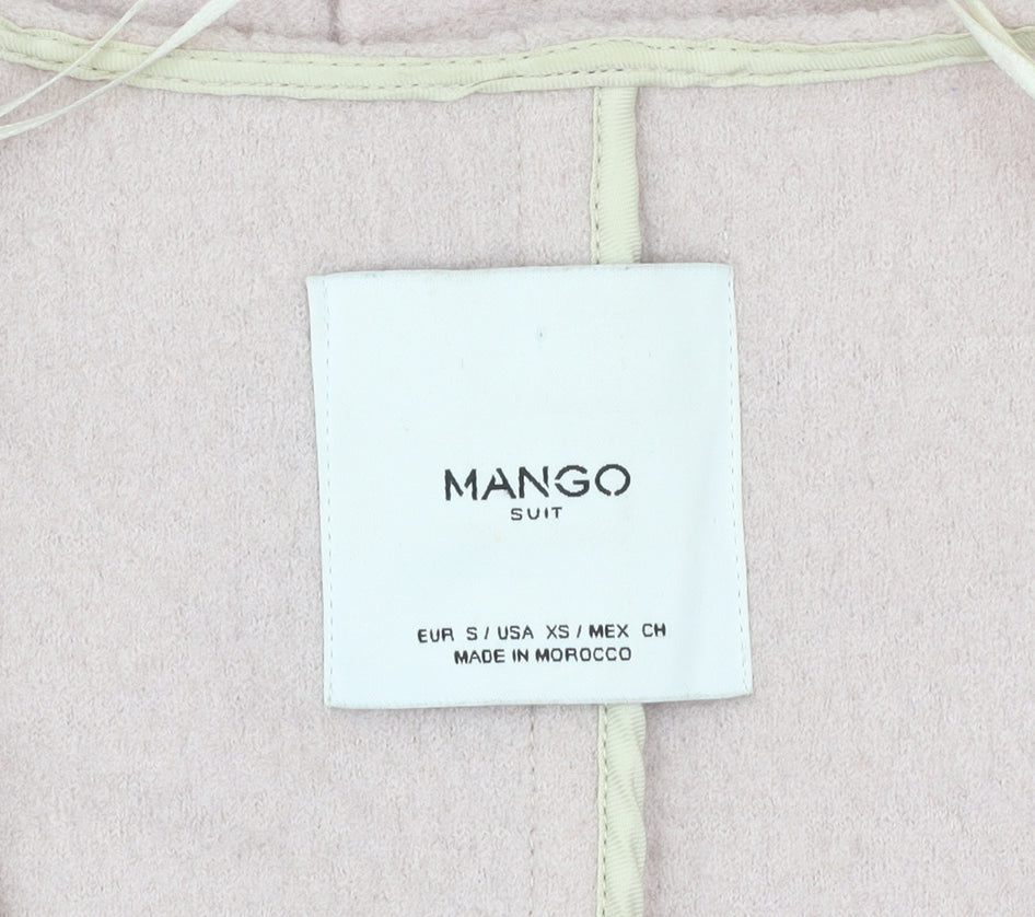 Mango Women Pink Open Front Long Coatigan Size Small Wool Blend