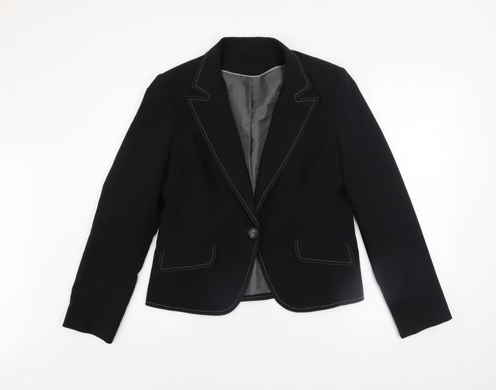 Dorothy Perkins Women Black Size 14 Classic Single-Breasted Blazer