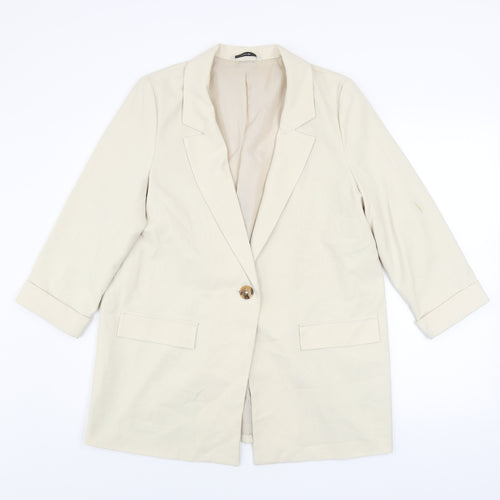 George Women Beige Single-Breasted Blazer Jacket Size 12